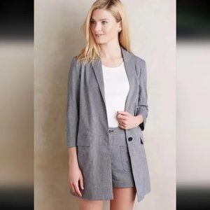 Anthropologie Cartonnier S Forest Park Oversized Long Boyfriend Button Blazer
